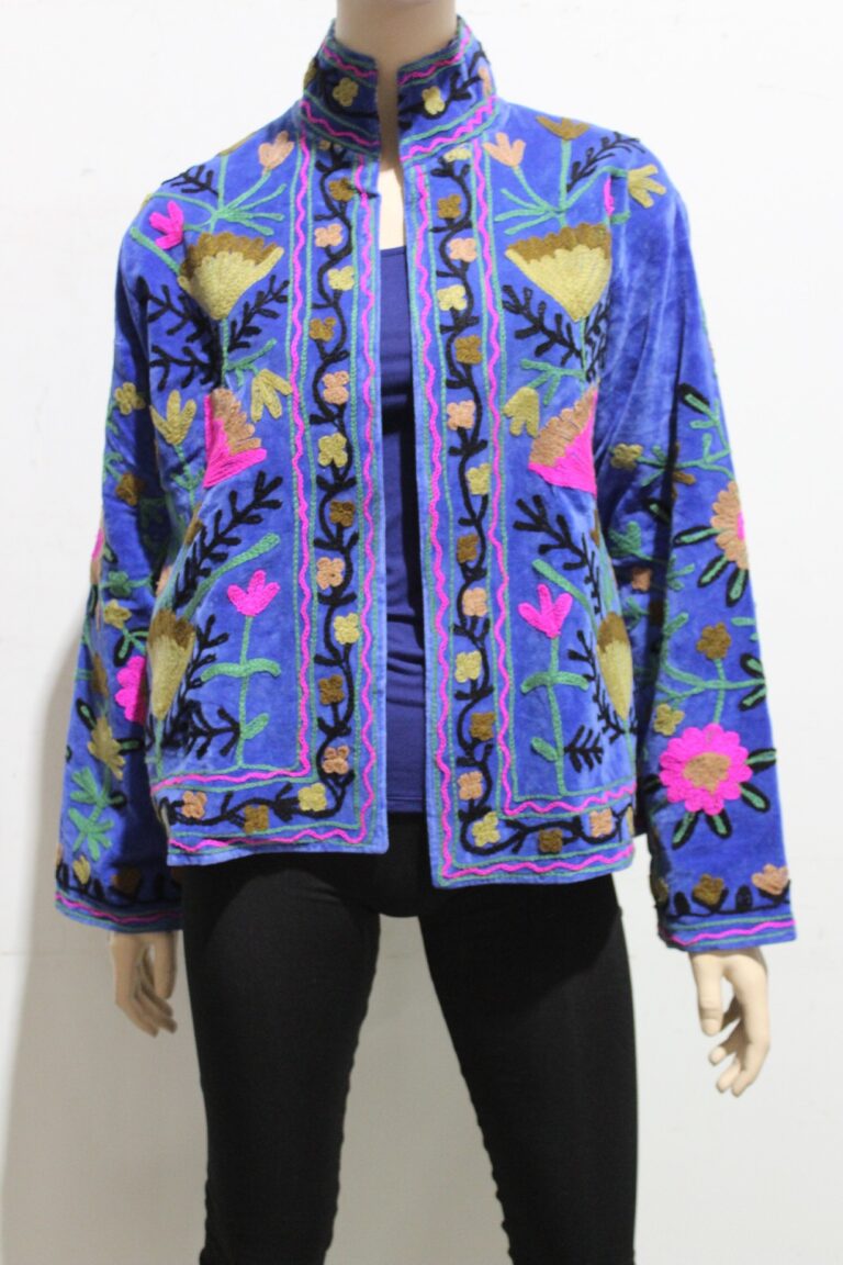 Cotton Velvet Embroidered Suzani Jacket - Paragraph