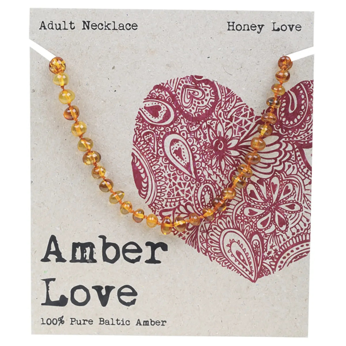 Amber Love Necklace // 100% Baltic Amber // Honey