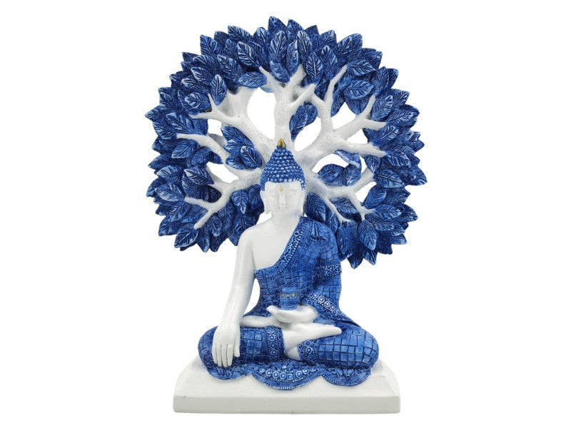 RULAI BUDDHA ON TREE OF LIFE BLUE & WHITE 25CM UNIT 2