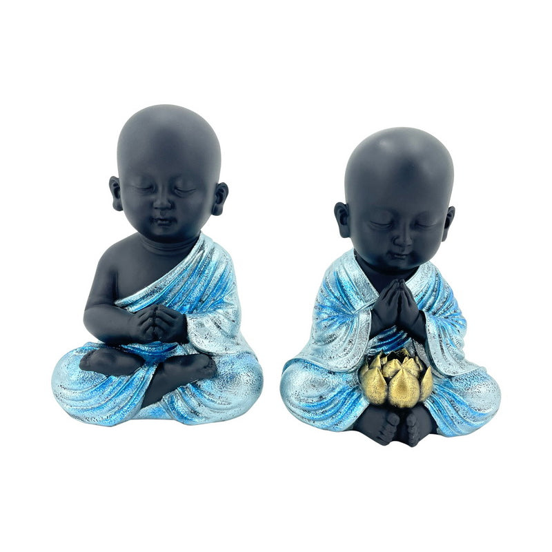 BUDDHA MONK IN BLUE PRAYING 20CM 2 ASSTD UNIT 2
