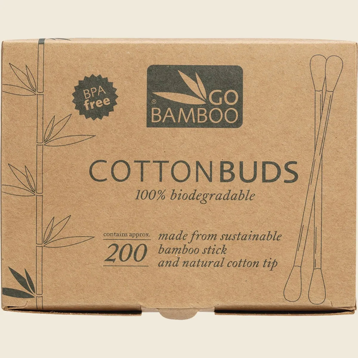 Go Bamboo Cotton Buds 100% Biodegradable 200pk