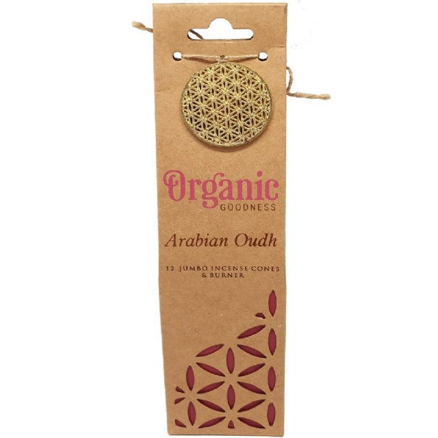 INCENSE ORGANIC GOODNESS JUMBO CONES ARABIAN OUDH 12PCE