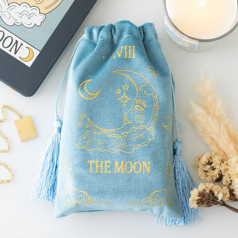 VINTAGE TAROT VELVET DRAWSTRING BAG THE MOON