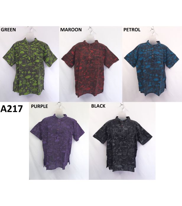 Stonewashed Mushroom-Half Sleeve Shirt