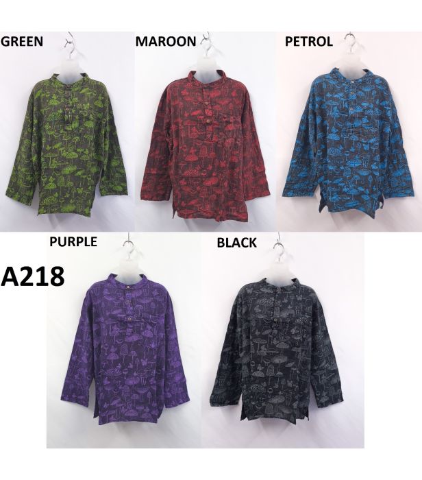 Stonewashed Mushroom-Long Sleeve Shirt (