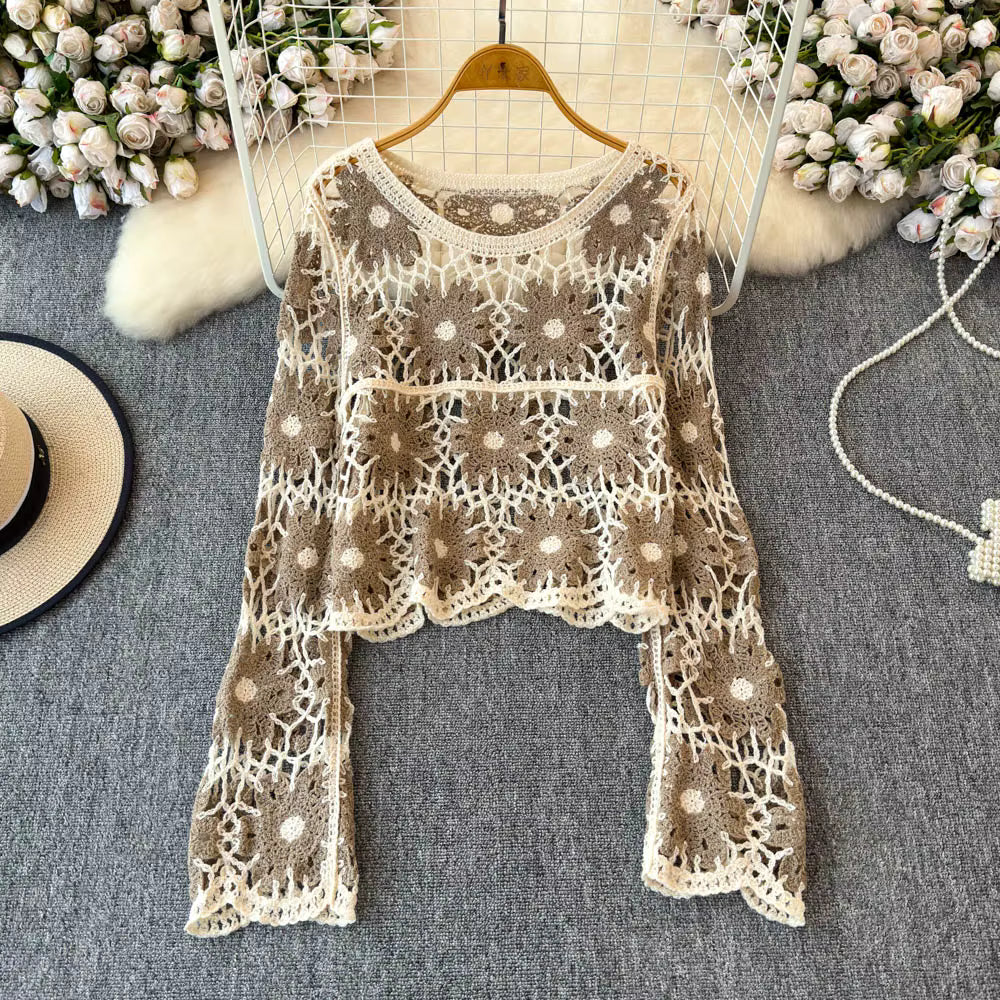 Daisy Crochet Knit Sweater