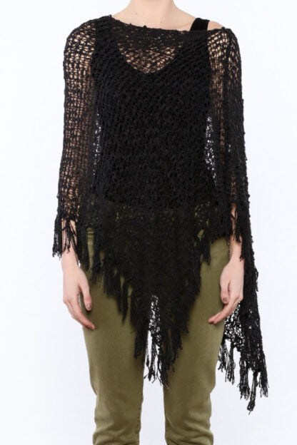 Tassel Knit Poncho