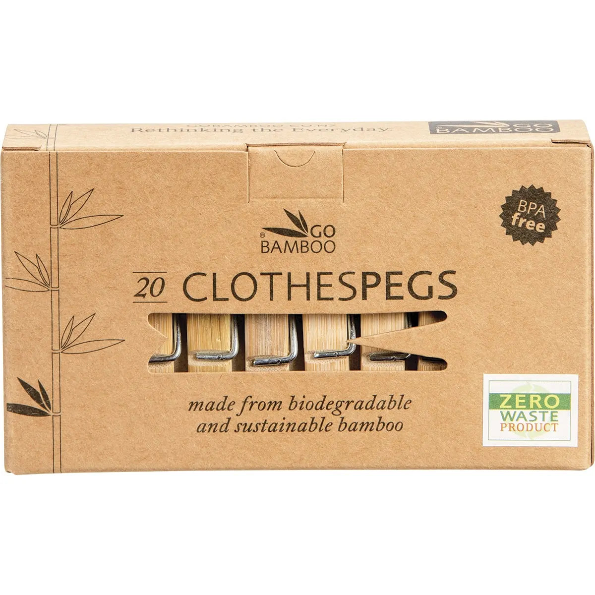 Go Bamboo Clothes Pegs Biodegradable Bamboo