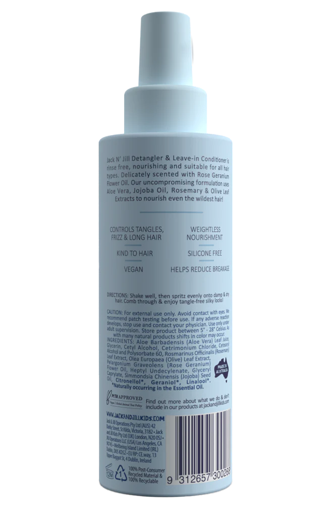 Jack N' Jill Detangler & Leave In Conditioner // Rose & Geranium