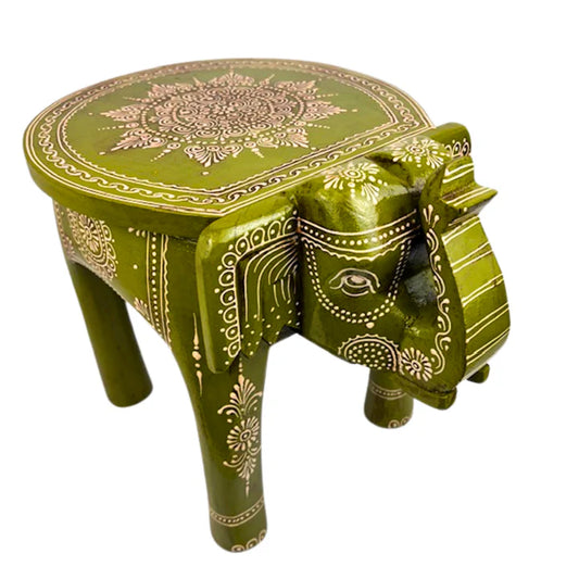 Elephant Wooden Stool. Hand Painted 30cms //Skyira