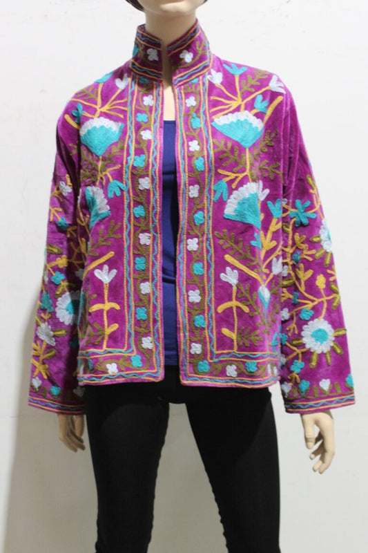 Cotton Velvet Embroidered Suzani Jacket - Paragraph