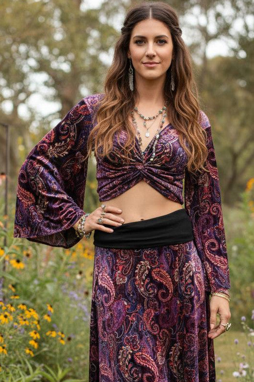Mod Stretch Velour Wrap Kabaya Top