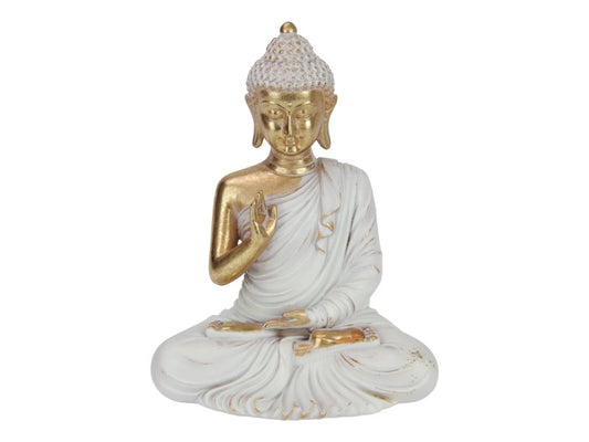 RULAI SITTING BUDDHA GOLD GREY 20CM UNIT 2