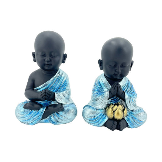 BUDDHA MONK IN BLUE PRAYING 20CM 2 ASSTD UNIT 2