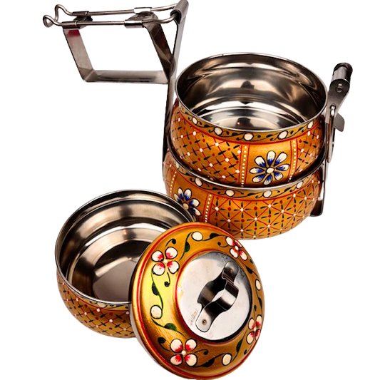Tiffin Carrier Hand Painted 3 sections