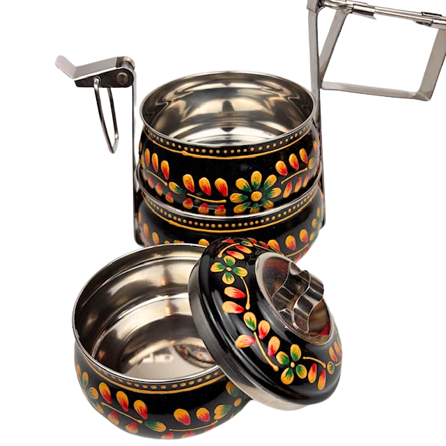 Tiffin Carrier Hand Painted 3 sections