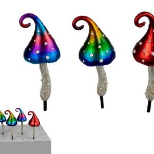 METALLIC MUSHROOM WITH SWIRL STAKE 20CM