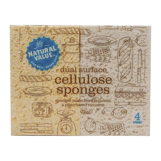 Natural Value Dual Surface Cellulose Sponges 4pk