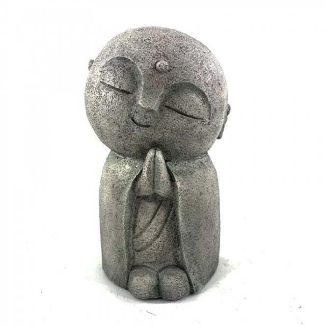 JIZO MONK KNEELING PRAYING GREY 15CM