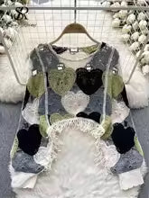 Autumn Streetwear Knitting Top hearts