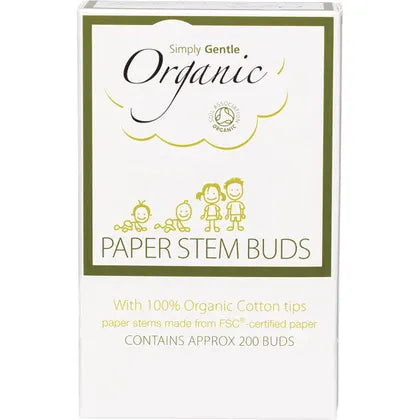 Simply Gentle Organic Paper Stem Buds 100% Organic Cotton Tips