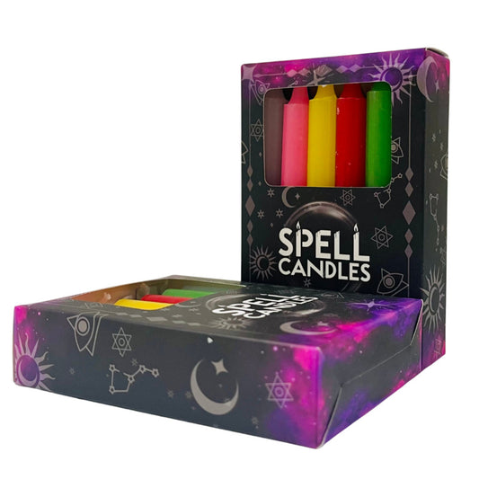 MAGIC SPELL WISH CANDLES RAINBOW MIXED 12 PACK 10CM