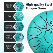 DOZZLY Rain Drum for Outside Garden 11 Note 6 Inch Steel Tongue Dum Musical Instruments for Yoga and Education