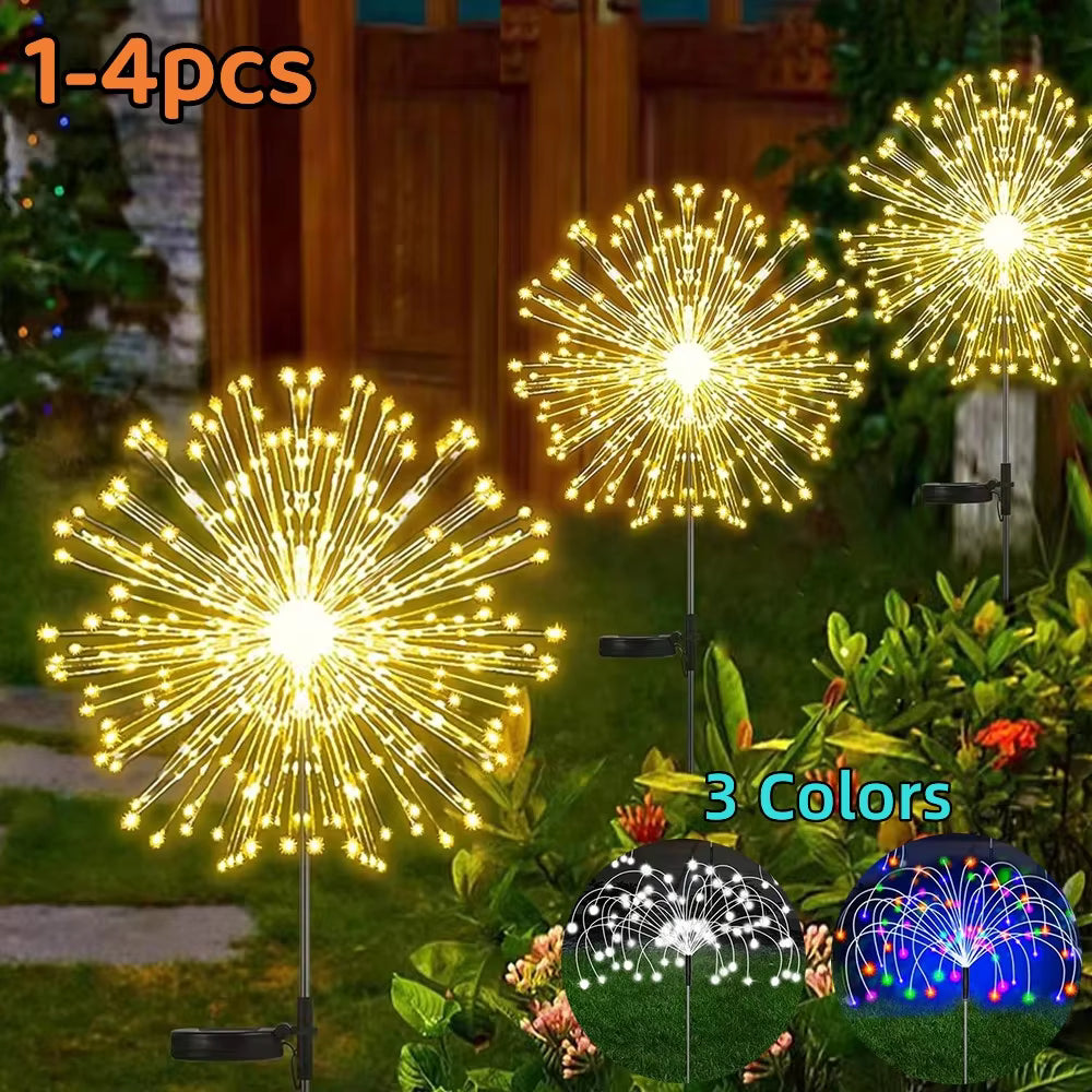 Solar Firework Lights Outdoor Waterproof Solar 8 Lighting Modes Fairy String Light
