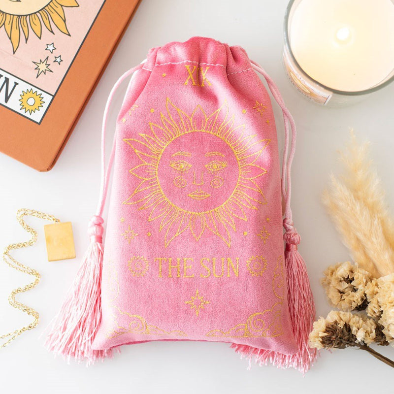 VINTAGE TAROT VELVET DRAWSTRING BAG THE SUN