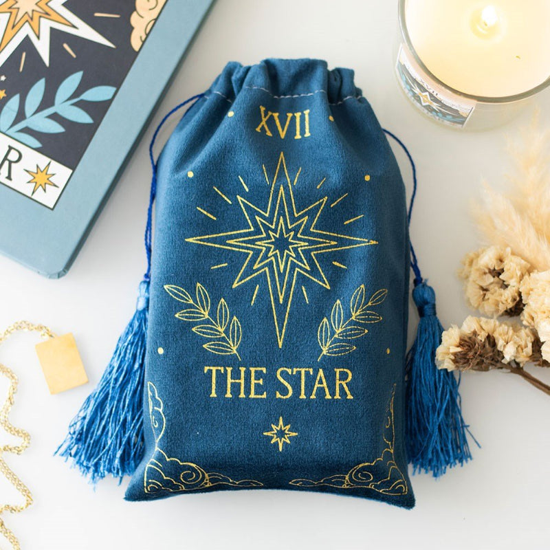 VINTAGE TAROT VELVET DRAWSTRING BAG THE STAR