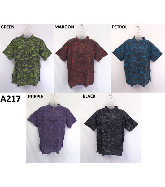 Stonewashed Mushroom-Half Sleeve Shirt