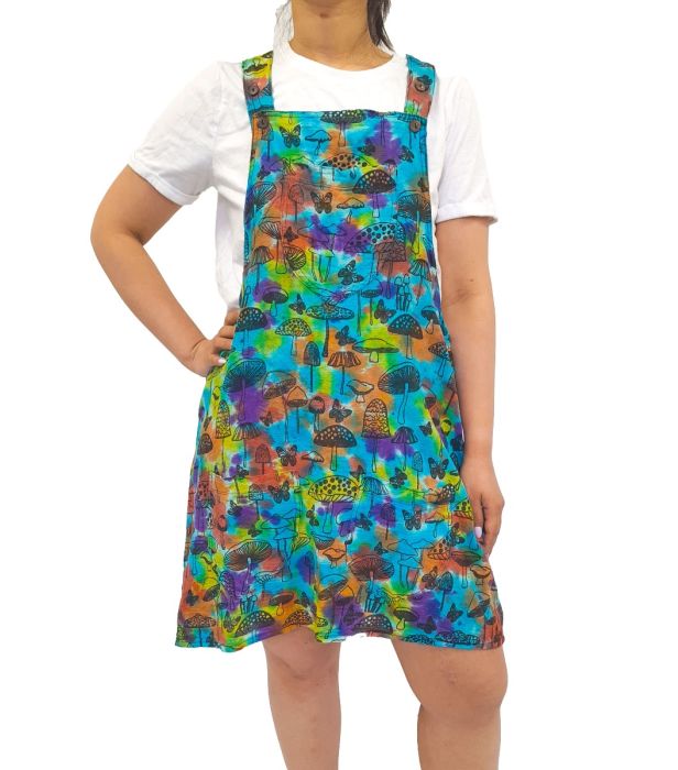 Rainbow Mushroom-Long Pinafore Dress