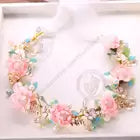 Pink Floral with blue gemstones garland