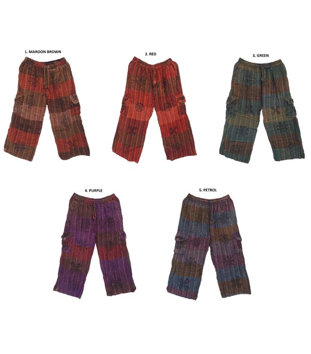 Stonewashed Blockprint 3/4 Pants