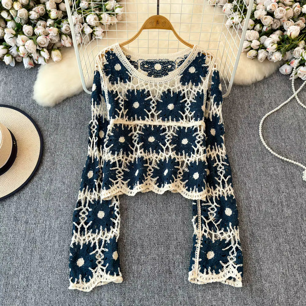 Daisy Crochet Knit Sweater