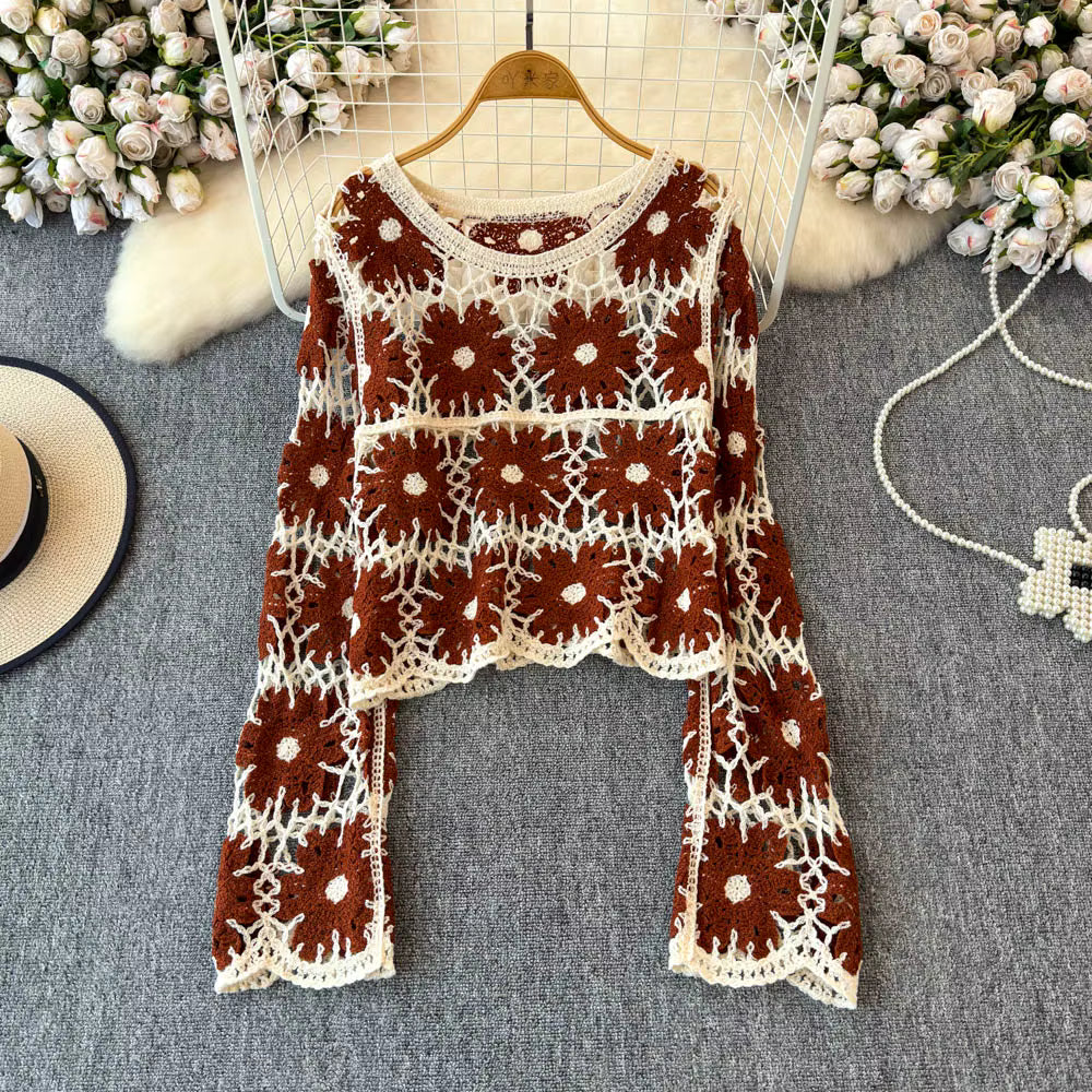 Daisy Crochet Knit Sweater