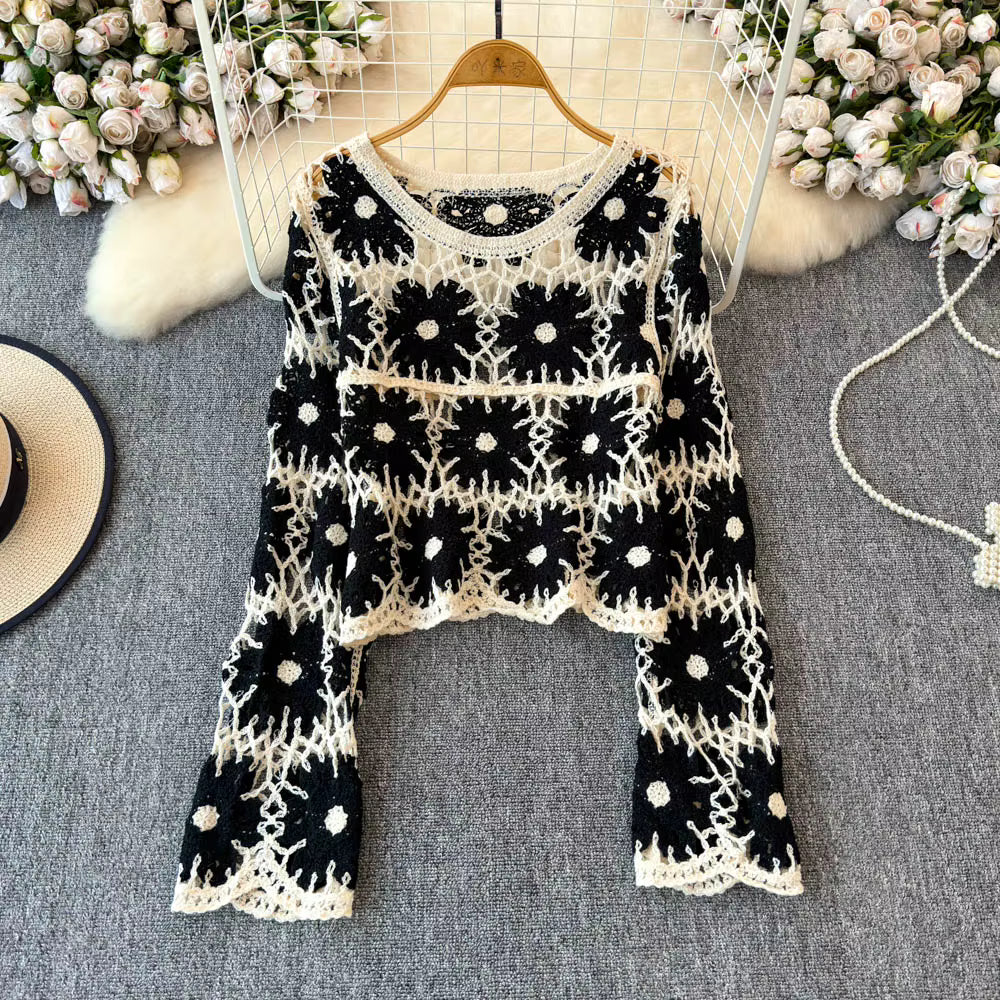 Daisy Crochet Knit Sweater