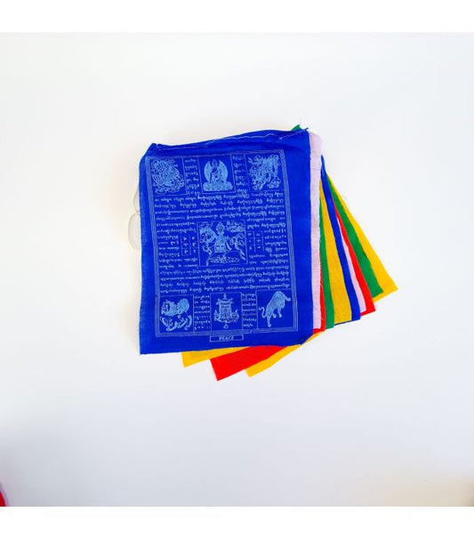 COTTON PRAYER FLAGS - COLOURFUL SCRIPT