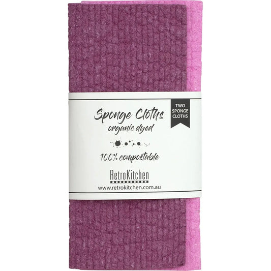 Retrokitchen 100% Compostable Sponge Cloth // 2 Pack