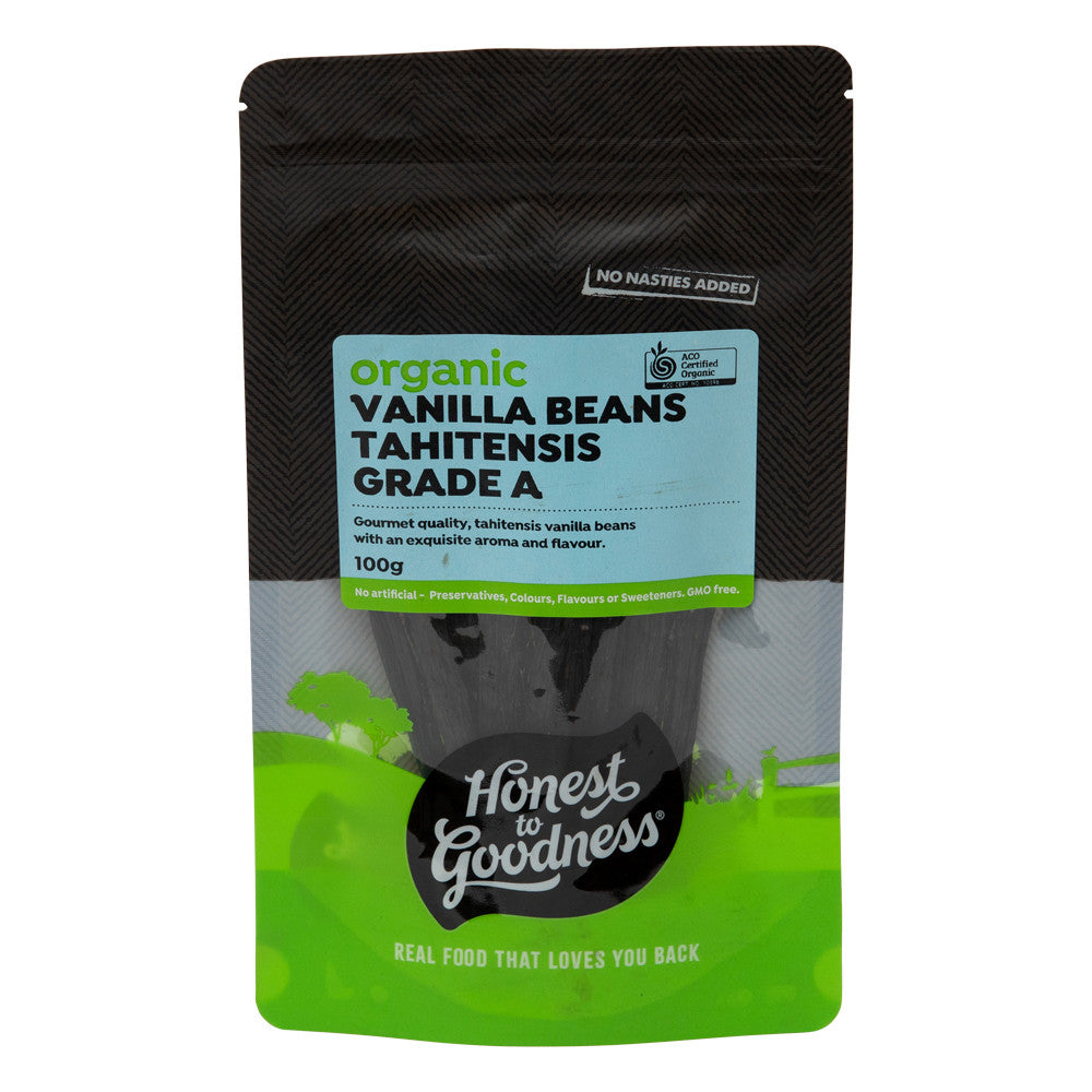 Honest To Goodness  Organic Vanilla Beans - Planifolia Grade A 2 pods